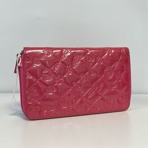 81720 Chanel Pink Patent Lucky Symbols Zip Around Wide Long Wallet/Organizer.